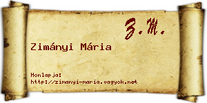 Zimányi Mária névjegykártya