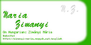 maria zimanyi business card